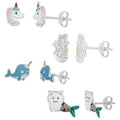 Sterlingsilber Mythologische Tiere Ohrstecker Satz