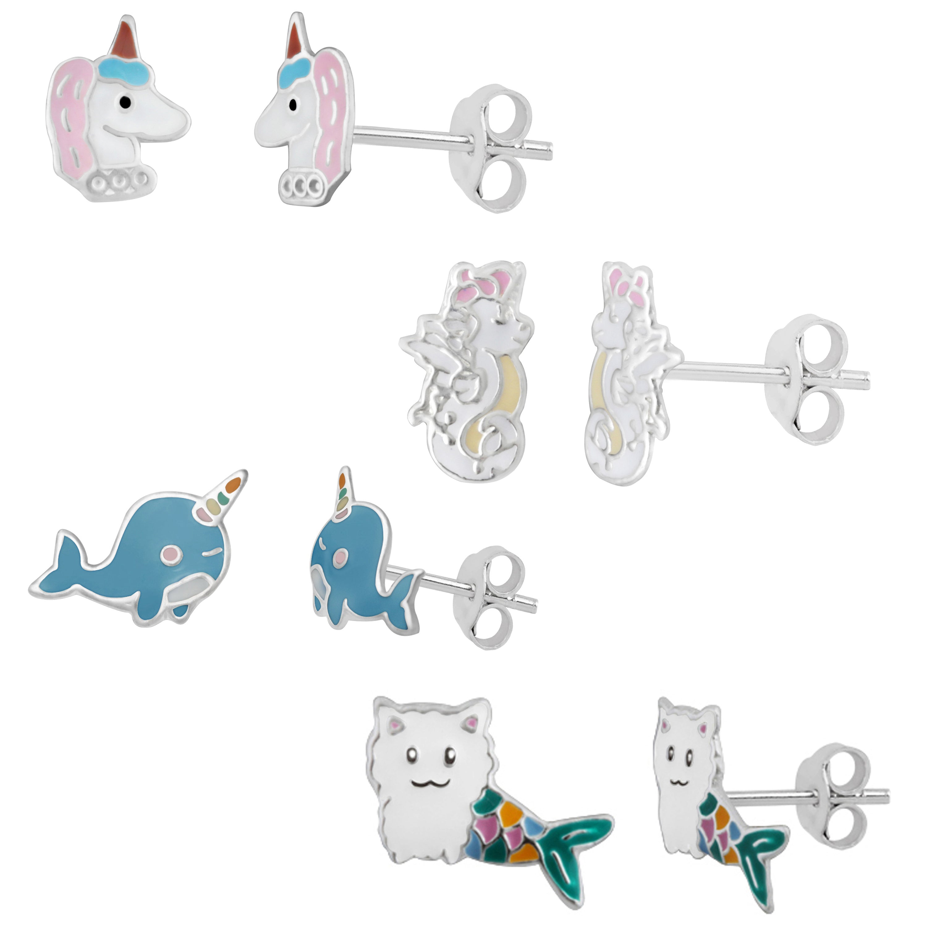 Sterlingsilber Mythologische Tiere Ohrstecker Satz