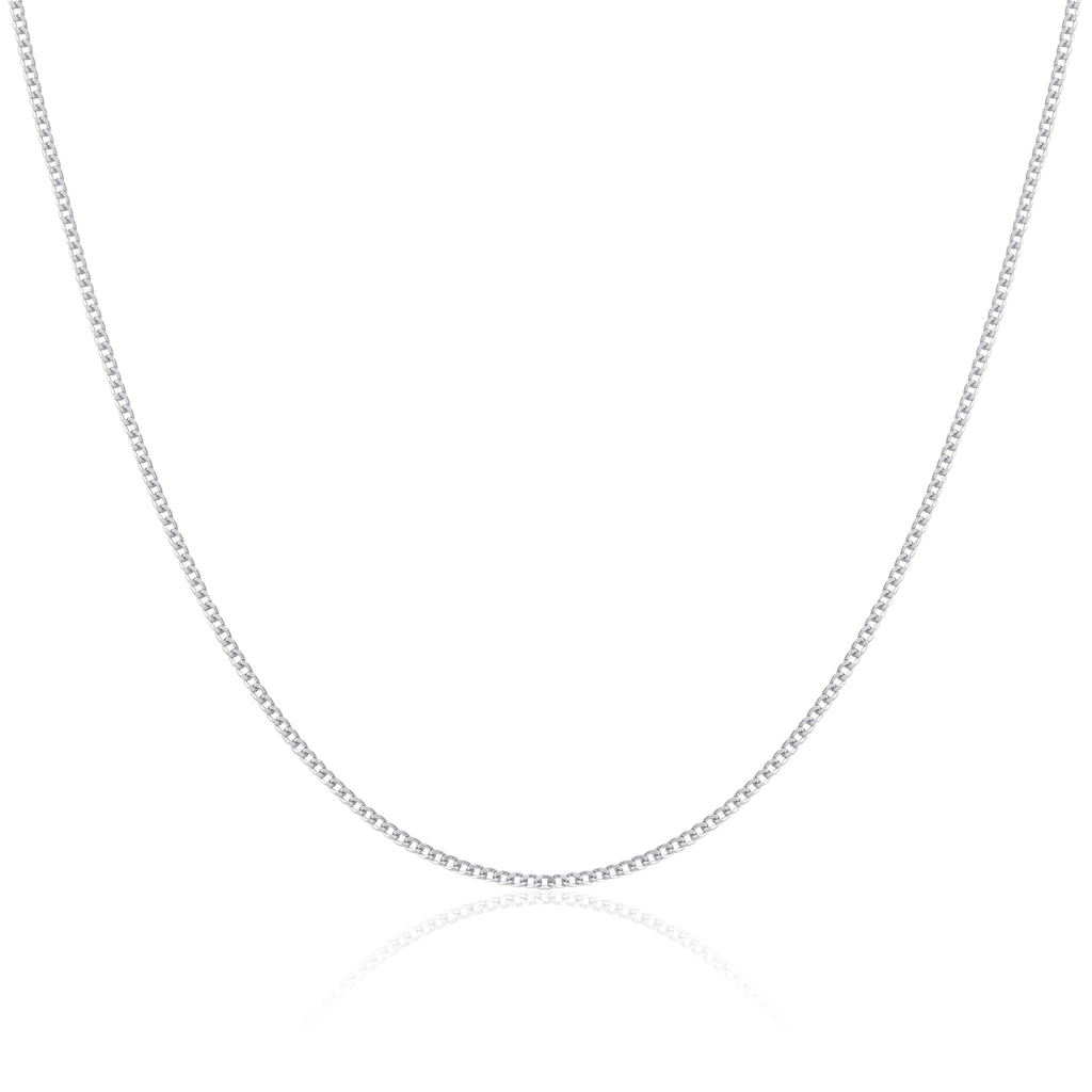 Rhodinierte Sterlingsilber 45 cm Kordelkette mit Diamantschliff