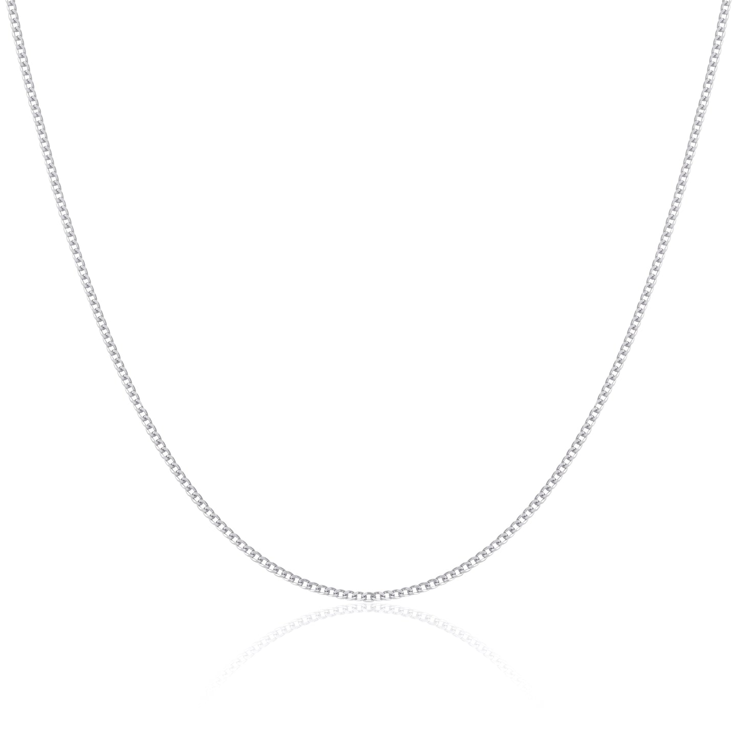 Rhodinierte Sterling Silber 18 Zoll Kordelkette mit Diamantschliff