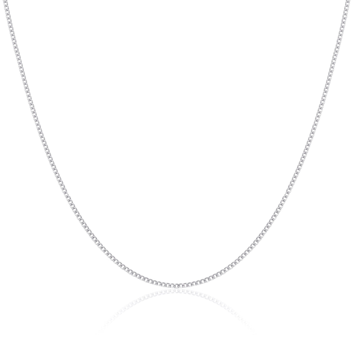 Rhodinierte Sterlingsilber 45 cm Kordelkette mit Diamantschliff