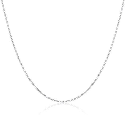 Rhodinierte Sterling Silber 18 Zoll Kordelkette mit Diamantschliff