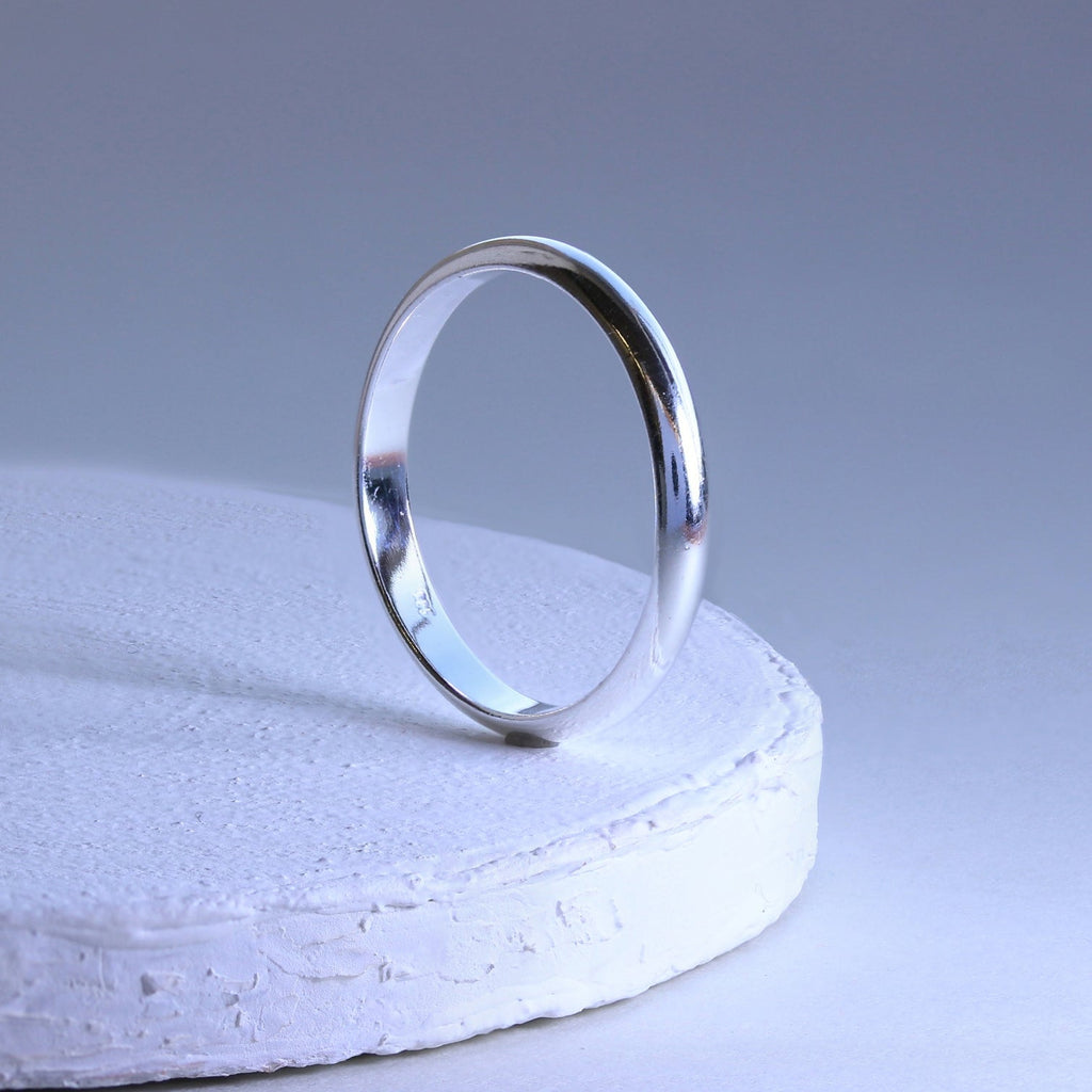 Sehr groß Sterlingsilber 3 mm D - förmig Stapelring