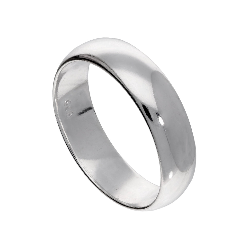 Sterlingsilber-Ehering, 6 mm dick, D-förmig – Größe I–Z