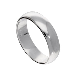 Sterlingsilber-Ehering, 6 mm dick, D-förmig – Größe I–Z