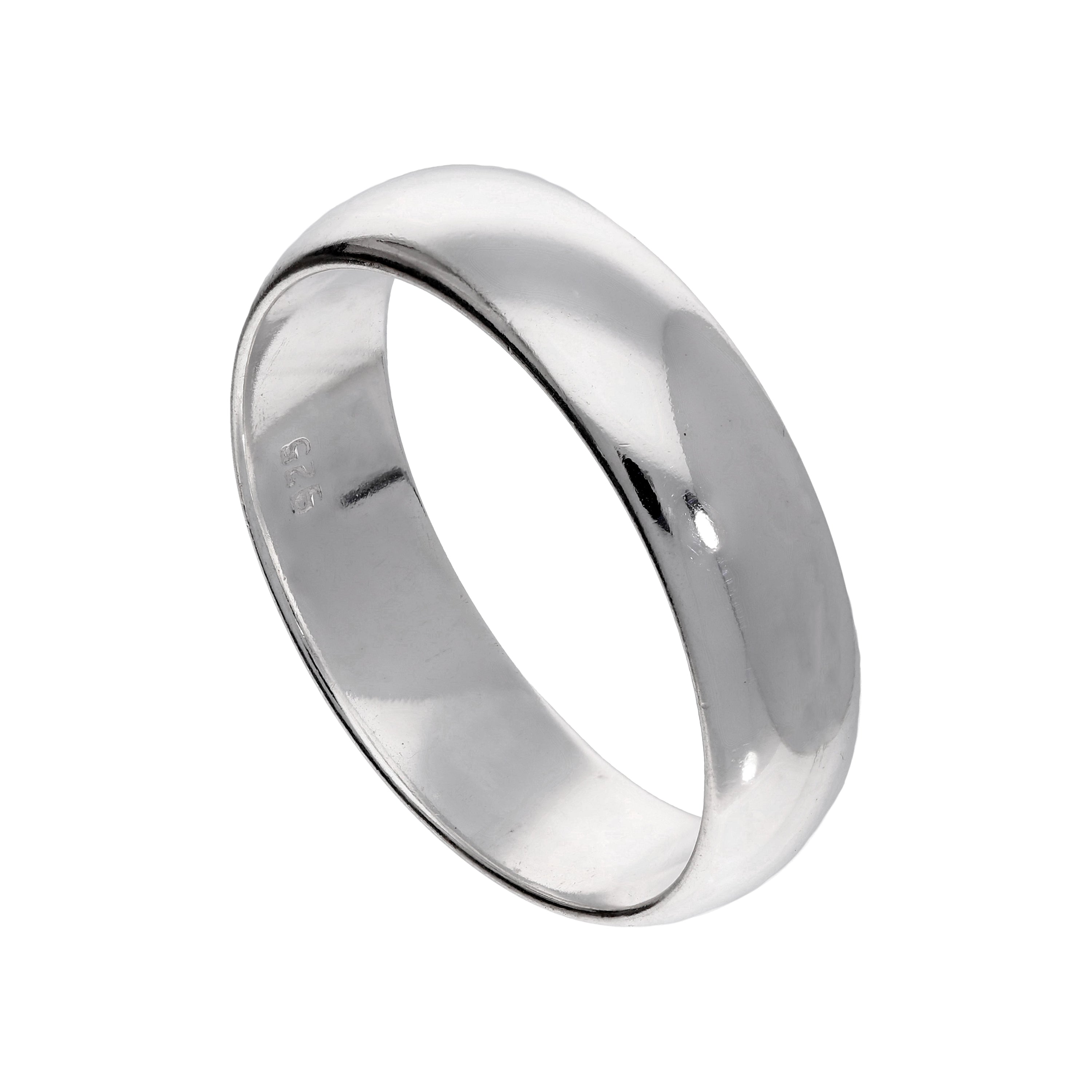 Sterlingsilber-Ehering, 6 mm dick, D-förmig – Größe I–Z