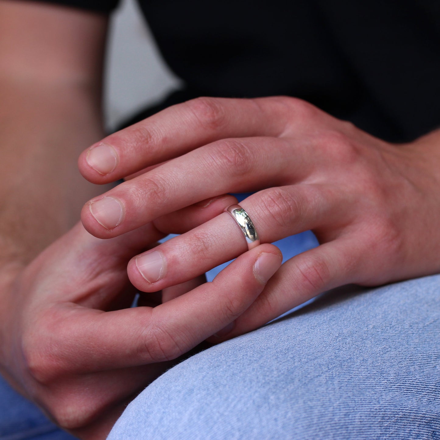 Sterling-Silber-Ehering, 6 mm dick, D-förmig – Größe I–Z