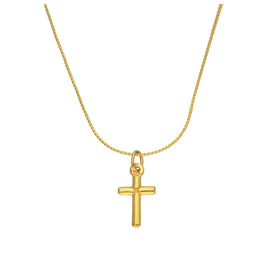 Kleine vergoldete Halskette aus Sterlingsilber mit Kreuz 14 - 28 Zoll