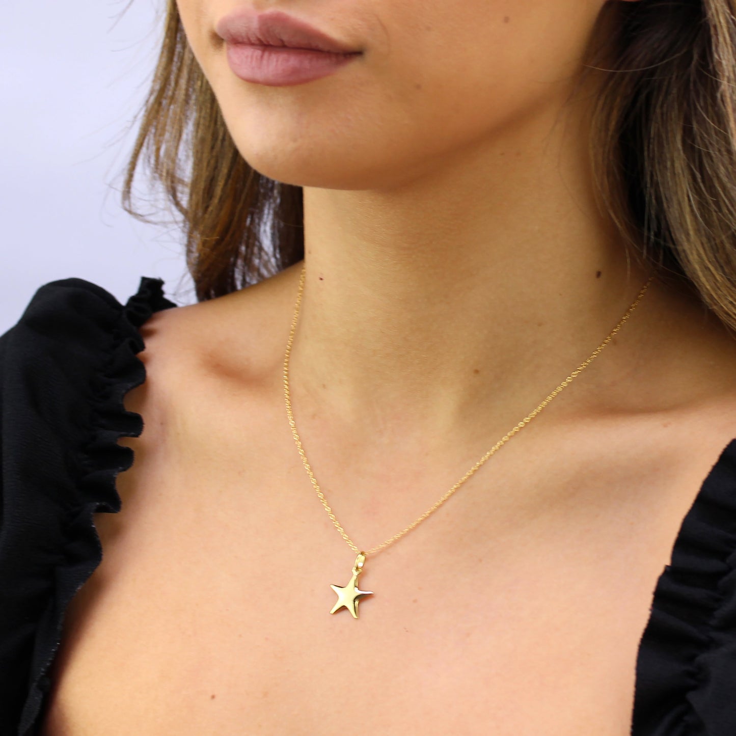 Vergoldete Halskette aus Sterlingsilber mit Stern - 16 - 22 Zoll