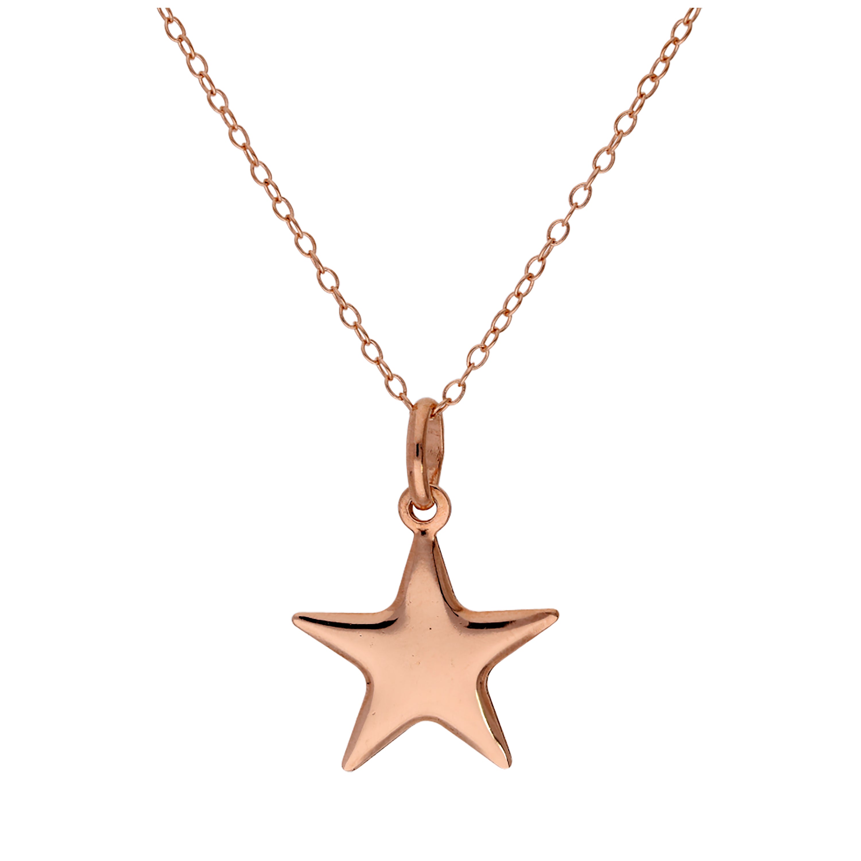 Roségold-vergoldete Halskette aus Sterlingsilber mit Stern – 14–22 Zoll