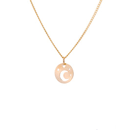9-karätige Gold-Halskette mit Mond und Stern – 16–18 Zoll