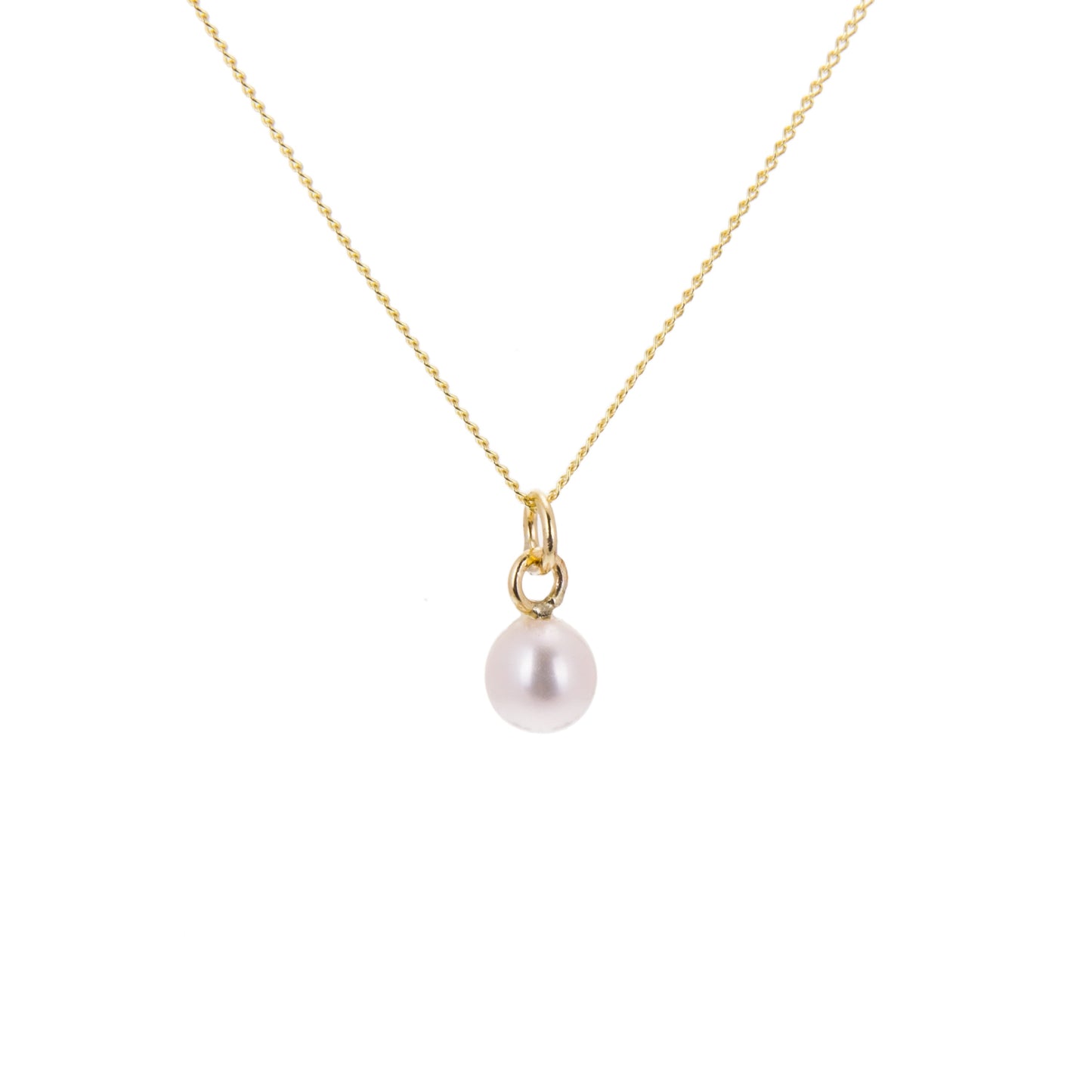 Halskette aus 9 Karat Gold mit 4 mm großen weißen Süßwasserperlen – 16–20 Zoll