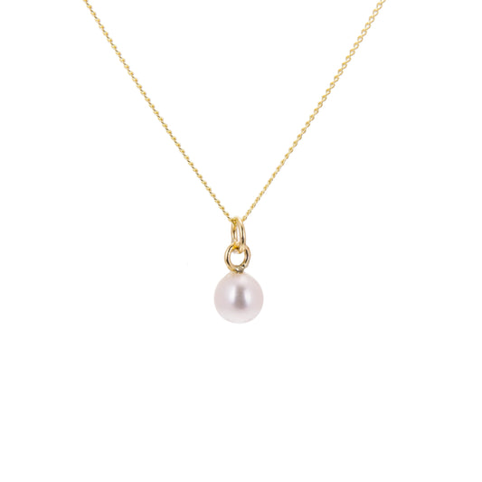 Halskette aus 9 Karat Gold mit 4 mm großen weißen Süßwasserperlen – 16–20 Zoll