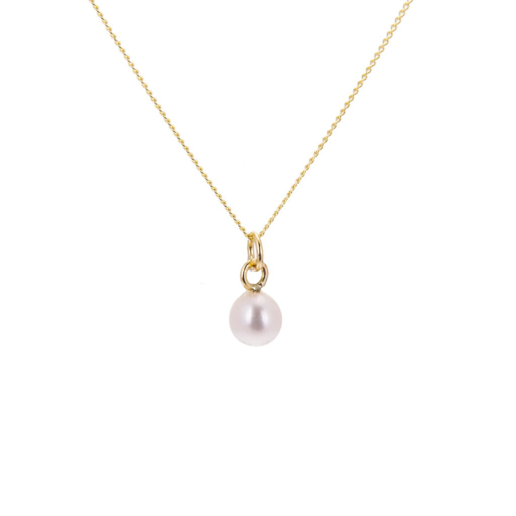 Halskette aus 9 Karat Gold mit weißer Süßwasserperle, 4 mm, 40 - 50 cm