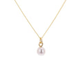 Halskette aus 9 Karat Gold mit weißer Süßwasserperle, 4 mm, 40 - 50 cm