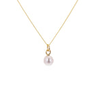 Halskette aus 9 Karat Gold mit weißer Süßwasserperle, 4 mm, 40 - 50 cm
