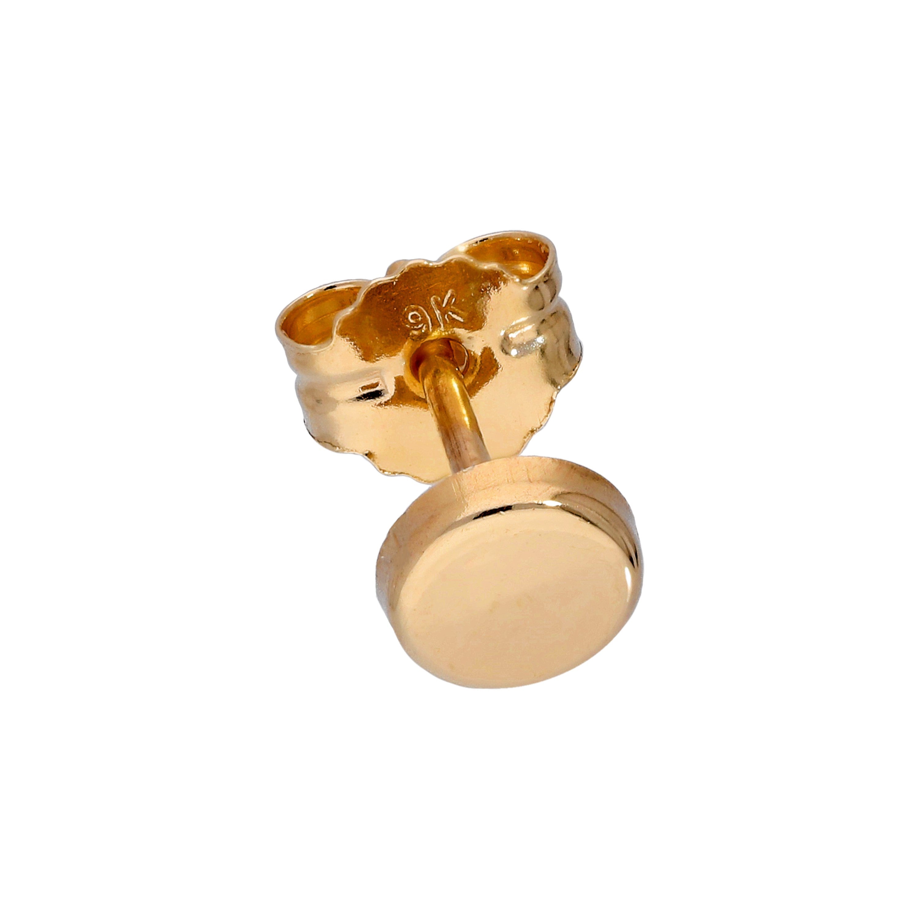 9 Karat Gold Herren 4 mm Rund Einzel Ohrstecker