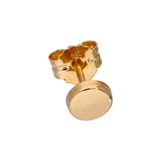 9 Karat Gold Herren 4mm Rund Einzel Ohrstecker