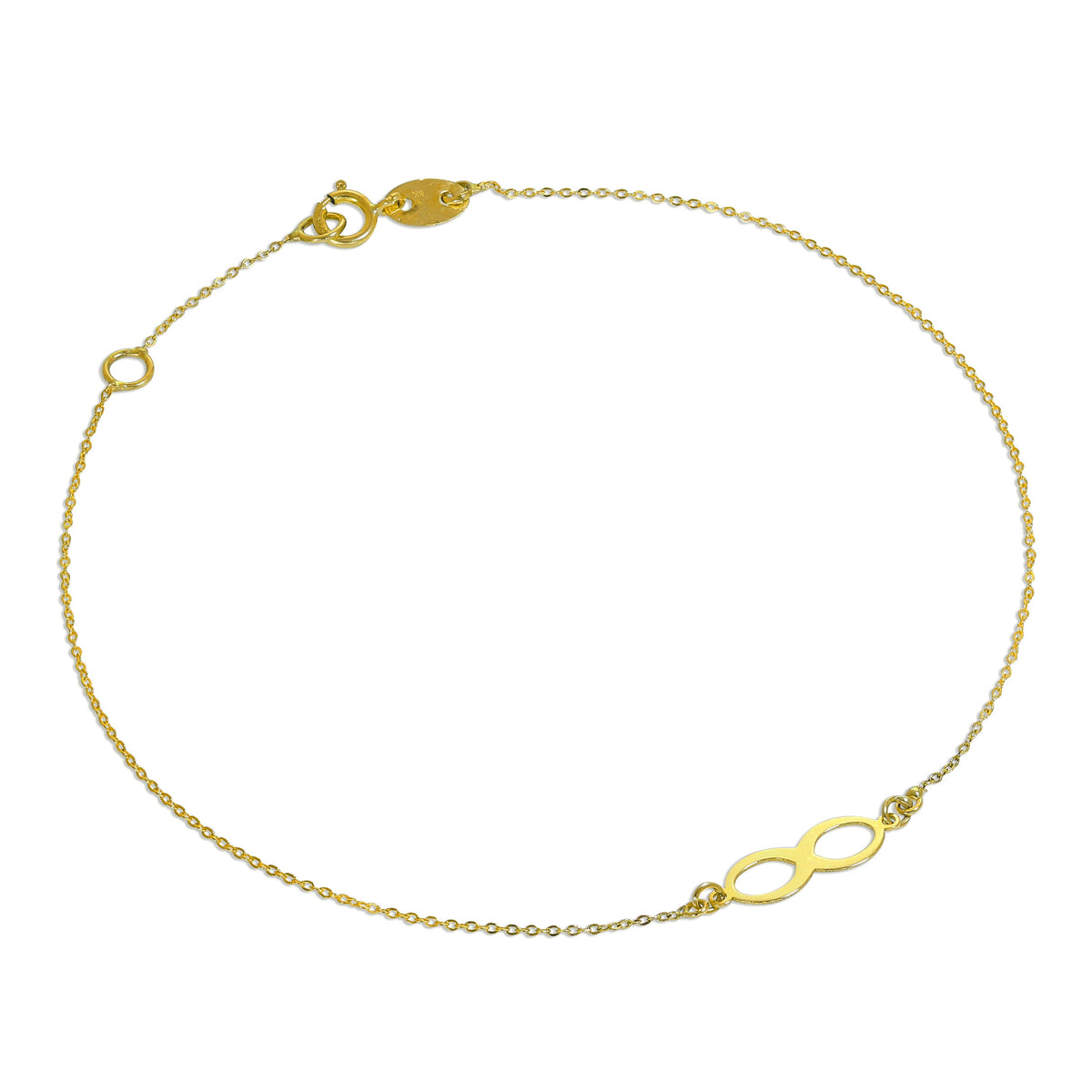 9 Karat Gold Unendlichkeitsschleife 19 cm Verlängerung Armband