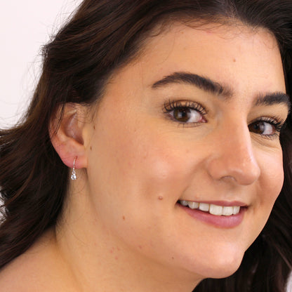 Sterlingsilber Aquamarin CZ Geburtsstein Ohrringe