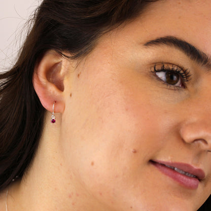 Sterlingsilber Rubin CZ Juli Geburtsstein Ohrhänger