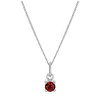 Sterlingsilber Halskette mit Granat CZ Januar Geburtsstein und Krappenfassung – 14–32 Zoll