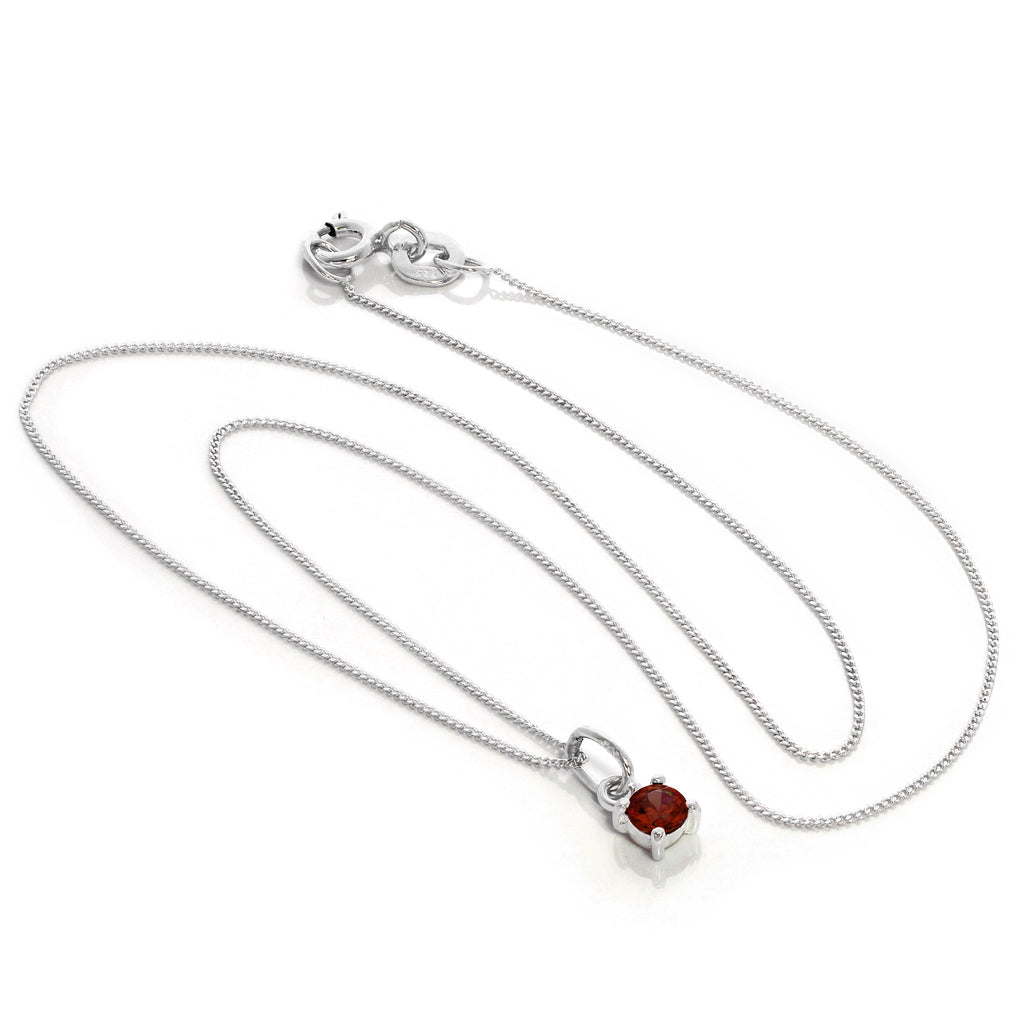 Sterlingsilber Halskette mit Granat CZ Januar Geburtsstein und Krappenfassung – 14–32 Zoll