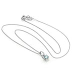 Halskette aus Sterlingsilber mit Aquamarin CZ, Geburtsstein für März, mit Krappenfassung – 14–32 Zoll