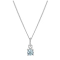 Halskette aus Sterlingsilber mit Aquamarin CZ, Geburtsstein für März, mit Krappenfassung – 14–32 Zoll