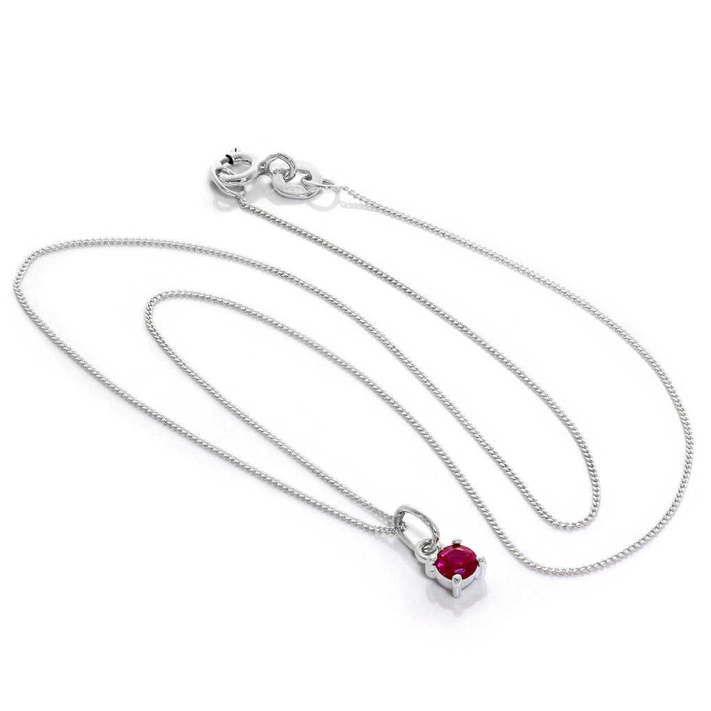 Sterlingsilber Rubin CZ Juli Geburtsstein Krallenhalskette – 35 - 81 cm