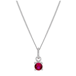 Sterlingsilber Rubin CZ Juli Geburtsstein Krallenhalskette – 14 - 32 Zoll