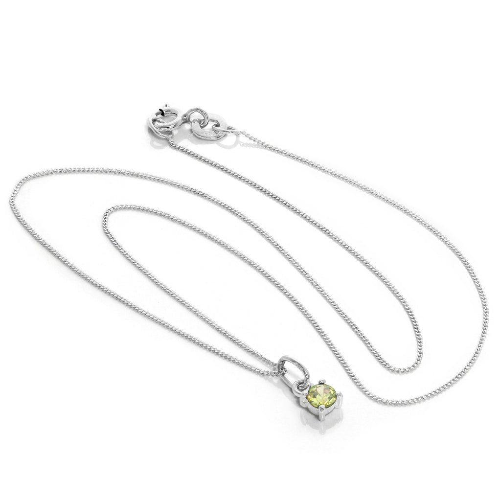 Sterlingsilber Peridot CZ August Geburtsstein Krallenhalskette - 14 - 32 Zoll