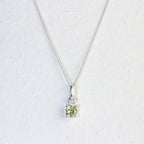 Sterlingsilber Peridot CZ August Geburtsstein Krallenhalskette - 14 - 32 Zoll