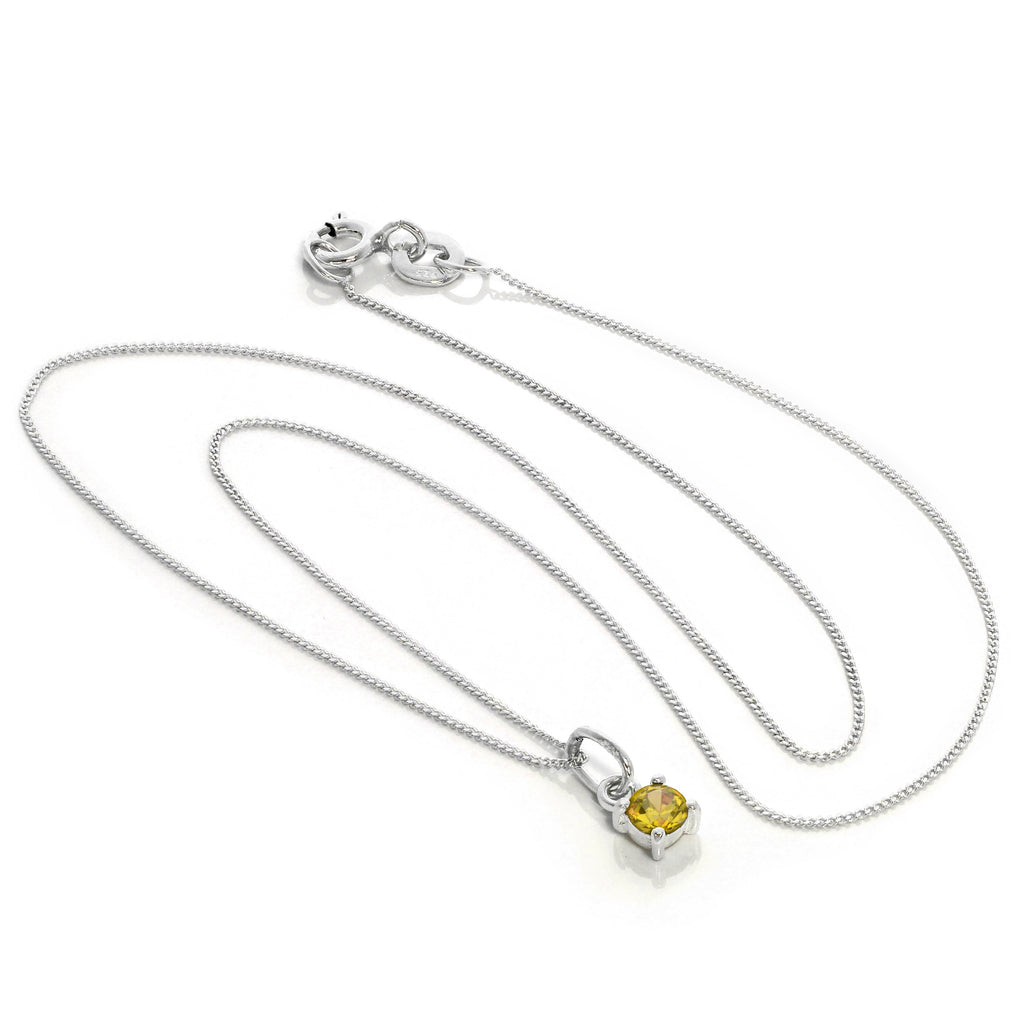 Sterlingsilber Citrin CZ November Geburtsstein Krallenhalskette – 35 - 81 cm