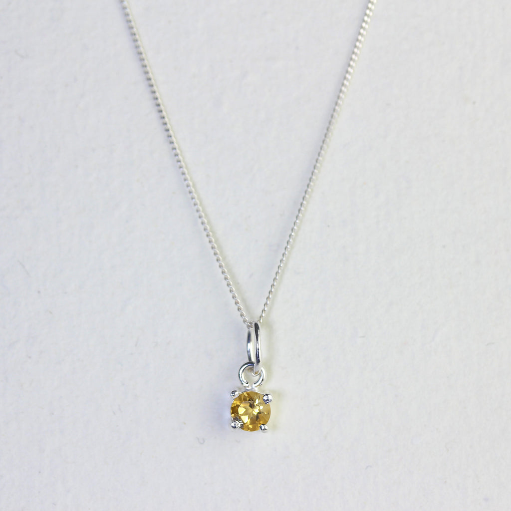 Sterlingsilber Citrin CZ November Geburtsstein Krallenhalskette – 35 - 81 cm