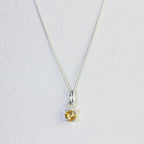 Sterlingsilber Citrin CZ November Geburtsstein Krallenhalskette – 35 - 81 cm