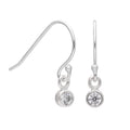 Winzig Sterlingsilber 3 mm Klar CZ Kristall Baumel Ohrringe