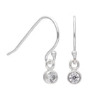 Winzig Sterlingsilber 3 mm Klar CZ Kristall Baumel Ohrringe
