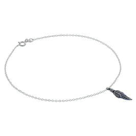 Sterlingsilber Feder Anhänger Belcher Fußkette 25,5 cm