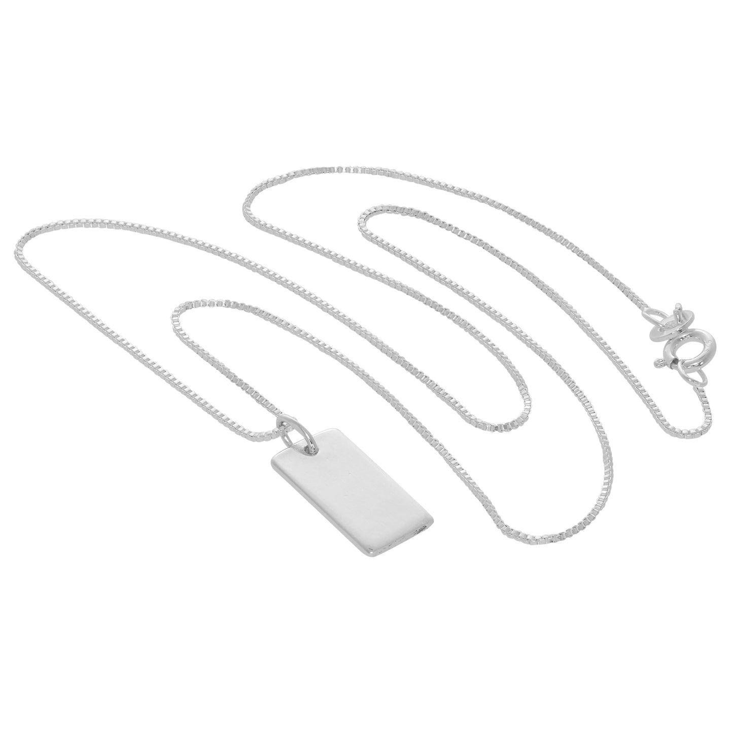 Sterling Silber Mini Gravierbare Dog Tag Halskette – 14–22 Zoll