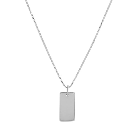 Sterling Silber Mini Gravierbare Dog Tag Halskette – 14–22 Zoll