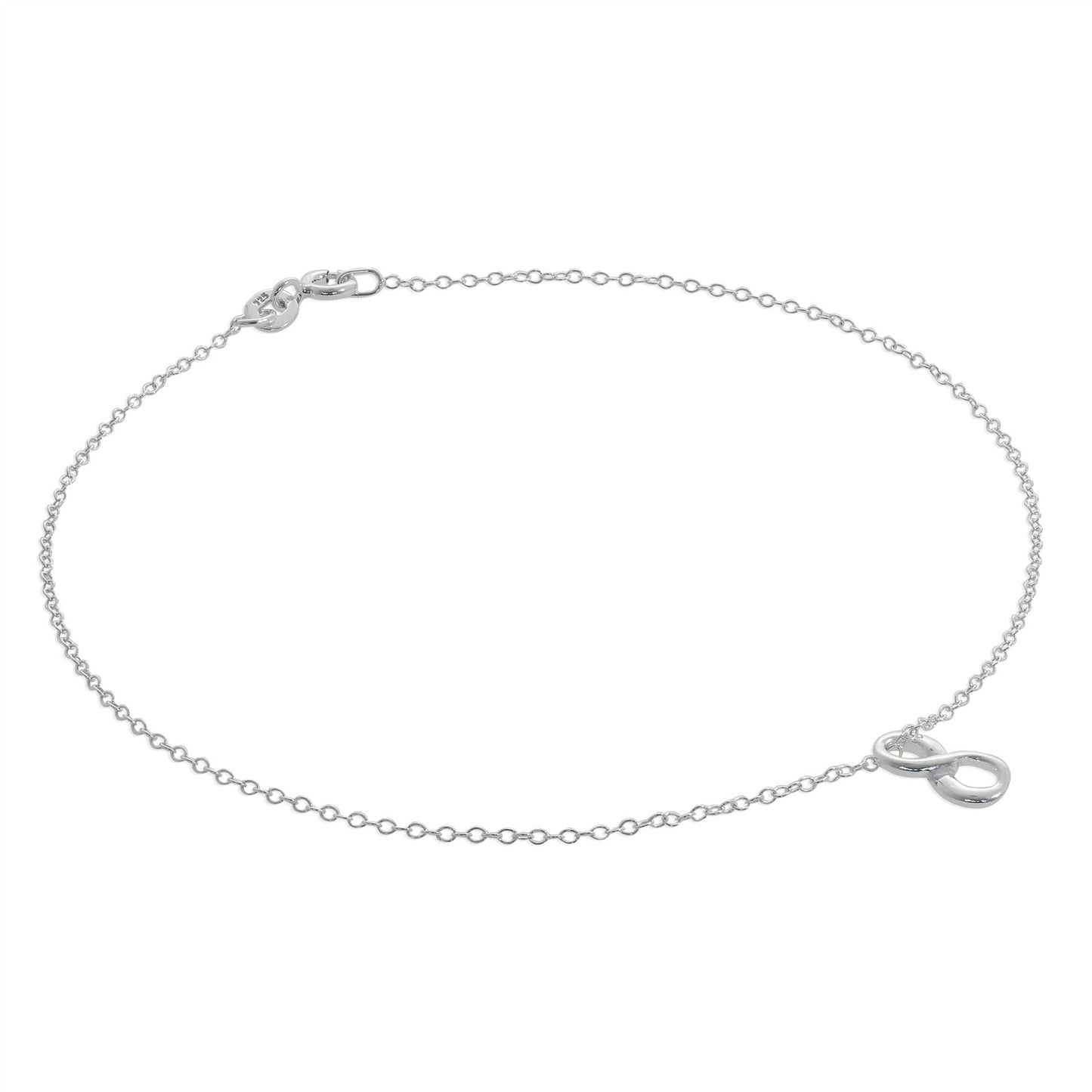 Sterling Silber Infinity Floating Charm Belcher Fußkettchen – 25 cm