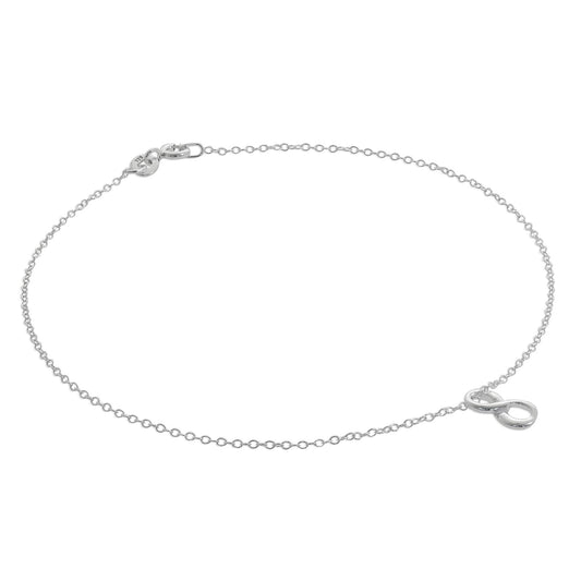 Sterling Silver Infinity Floating Charm Belcher Anklet - 10 Inches