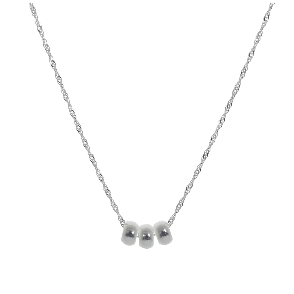 Halskette aus Sterlingsilber mit drei runden Ring-Beads, 40-60 cm
