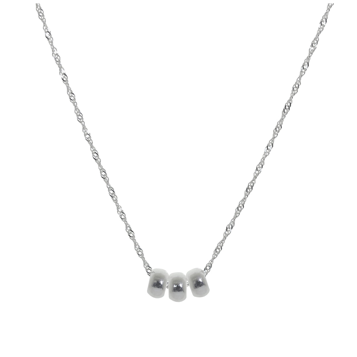 Sterlingsilber Dreifach Rundring Perlen Halskette 40–60 cm