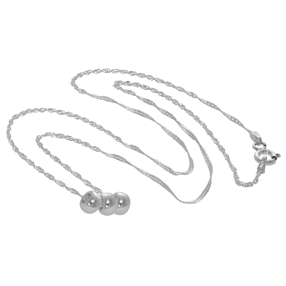 Sterlingsilber Dreifach Rundring Perlen Halskette 40–60 cm