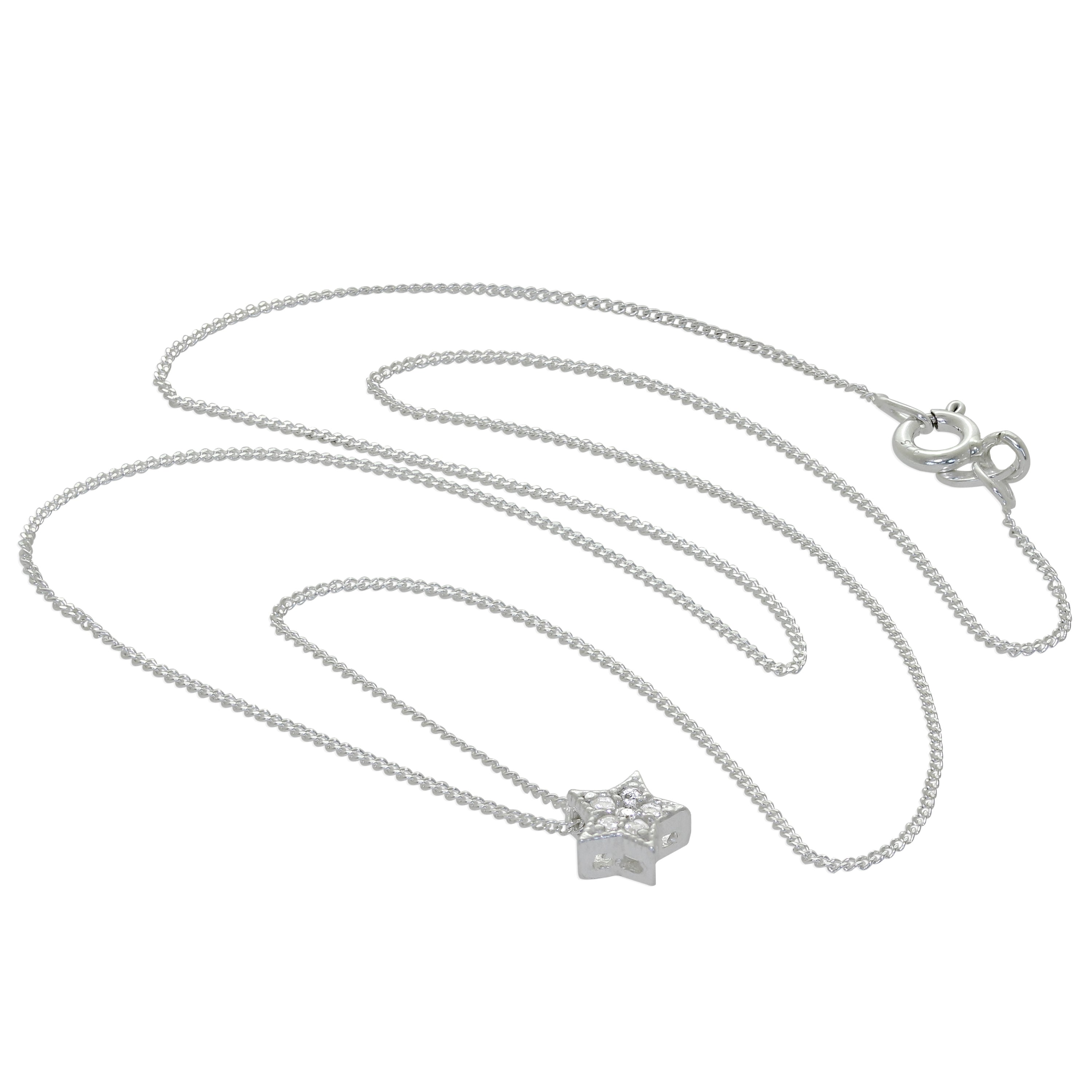 Halskette aus Sterlingsilber mit schwebendem Stern und Zirkonia 16–32 Zoll