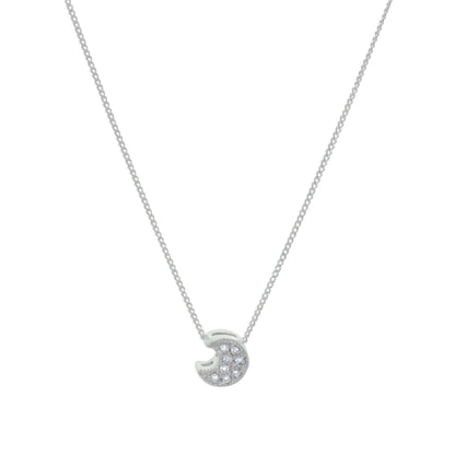 Halskette aus Sterlingsilber mit schwebendem Mond und klarem Zirkonia 16–32 Zoll