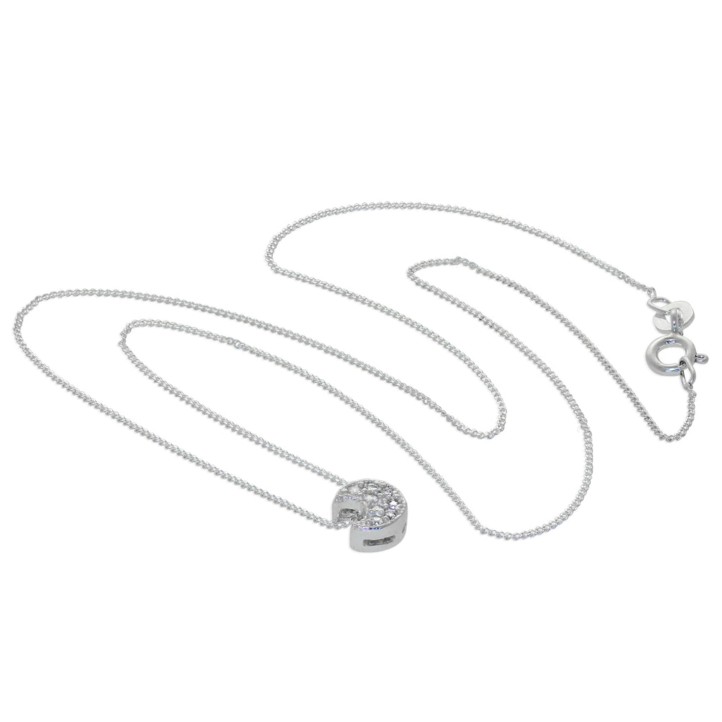 Halskette aus Sterlingsilber mit schwebendem Mond und klarem Zirkonia 16–32 Zoll
