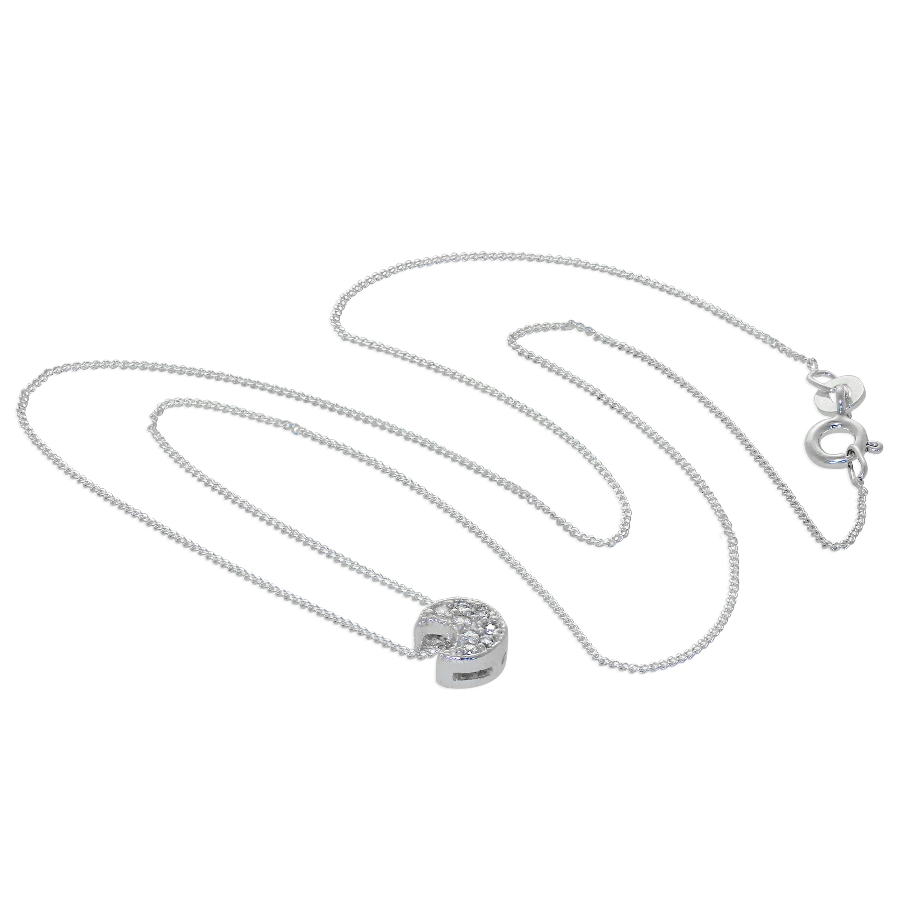 Halskette aus Sterlingsilber mit schwebendem Mond und klarem Zirkonia 16–32 Zoll